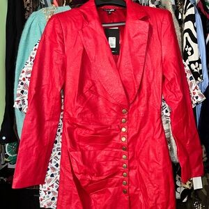 Fashion Nova Red Buttoned Jacket Dress